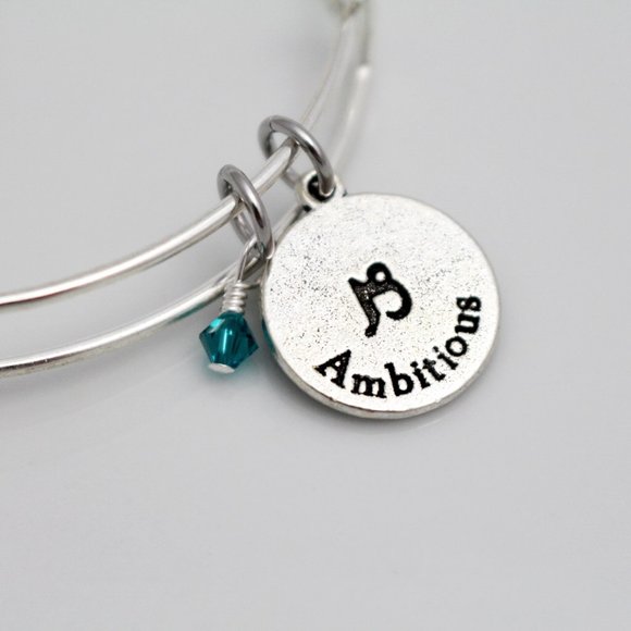 December Capricorn Adjustable Charm Bangle - Handmade Zodiac Bracelet - Picture 11 of 11